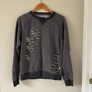 Social Republic Heavily Distressed Crewneck Sweatshirt Size Large Gray